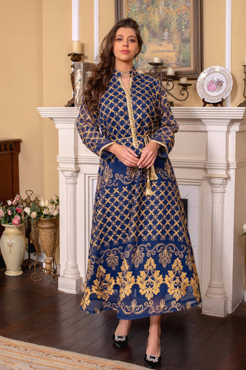 Robe Maxi Abaya brodée élégante et verte